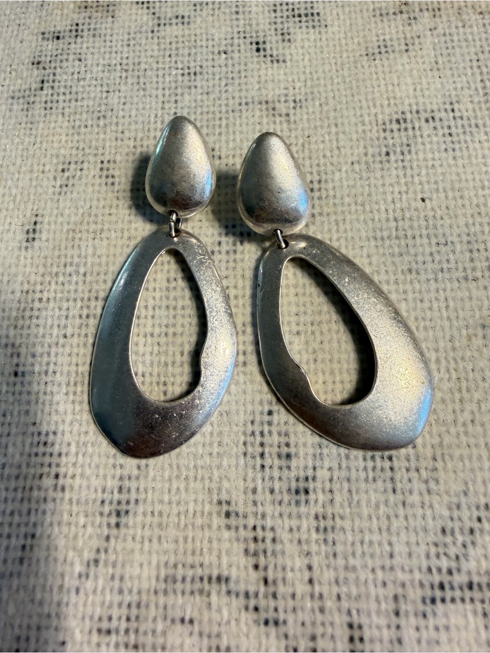 Sterling-Style Silver Drop Open Oval Dangle Earrings - Women Jewelry